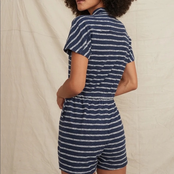MARINE LAYER NWOT Navy Striped Terry Up Textured Nautical Romper - Picture 6 of 12
